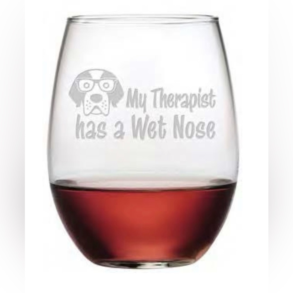 Set 2 Stemless wine glass- dog theme